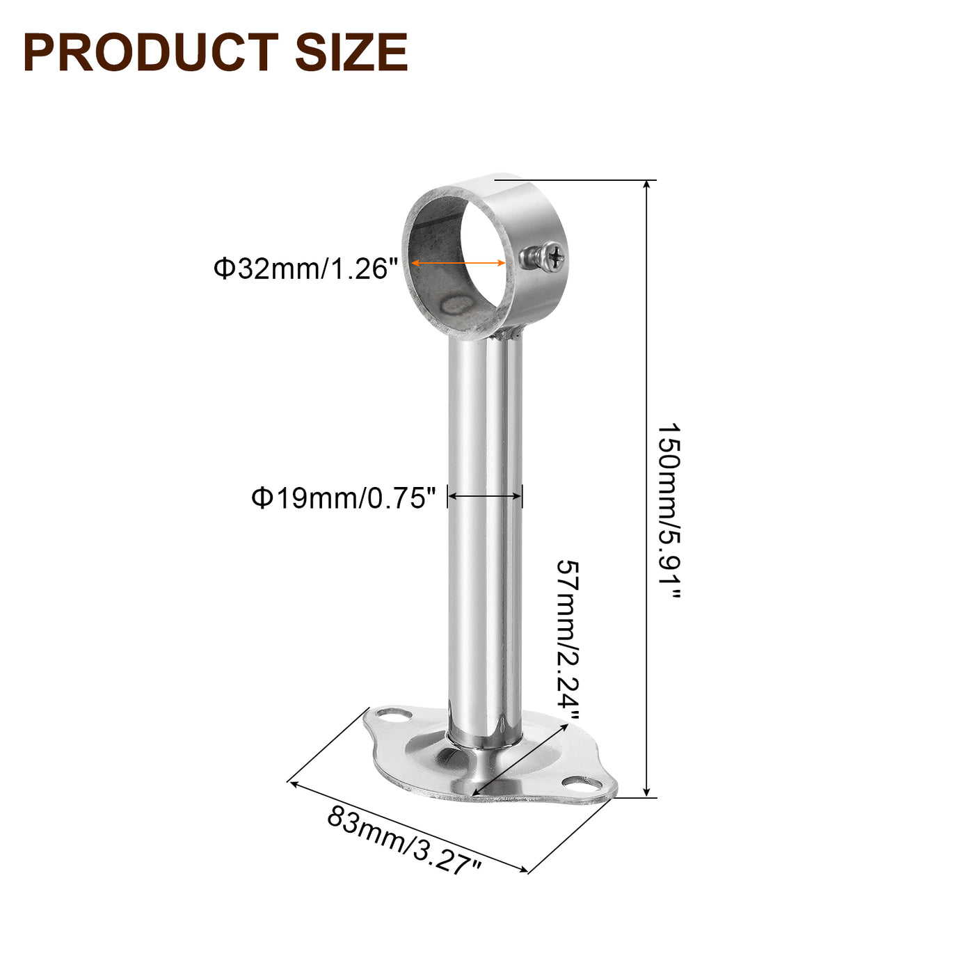 uxcell Uxcell 2 Pcs Ceiling Mount Curtain Rod Bracket, 32x150mm Stainless Steel Rod Holders