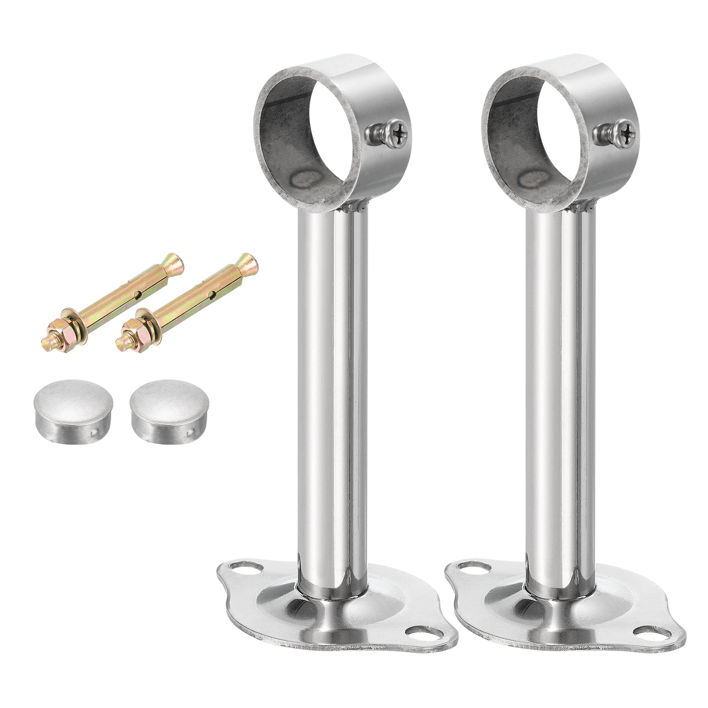 uxcell Uxcell 2 Pcs Ceiling Mount Curtain Rod Bracket, 32x150mm Stainless Steel Rod Holders