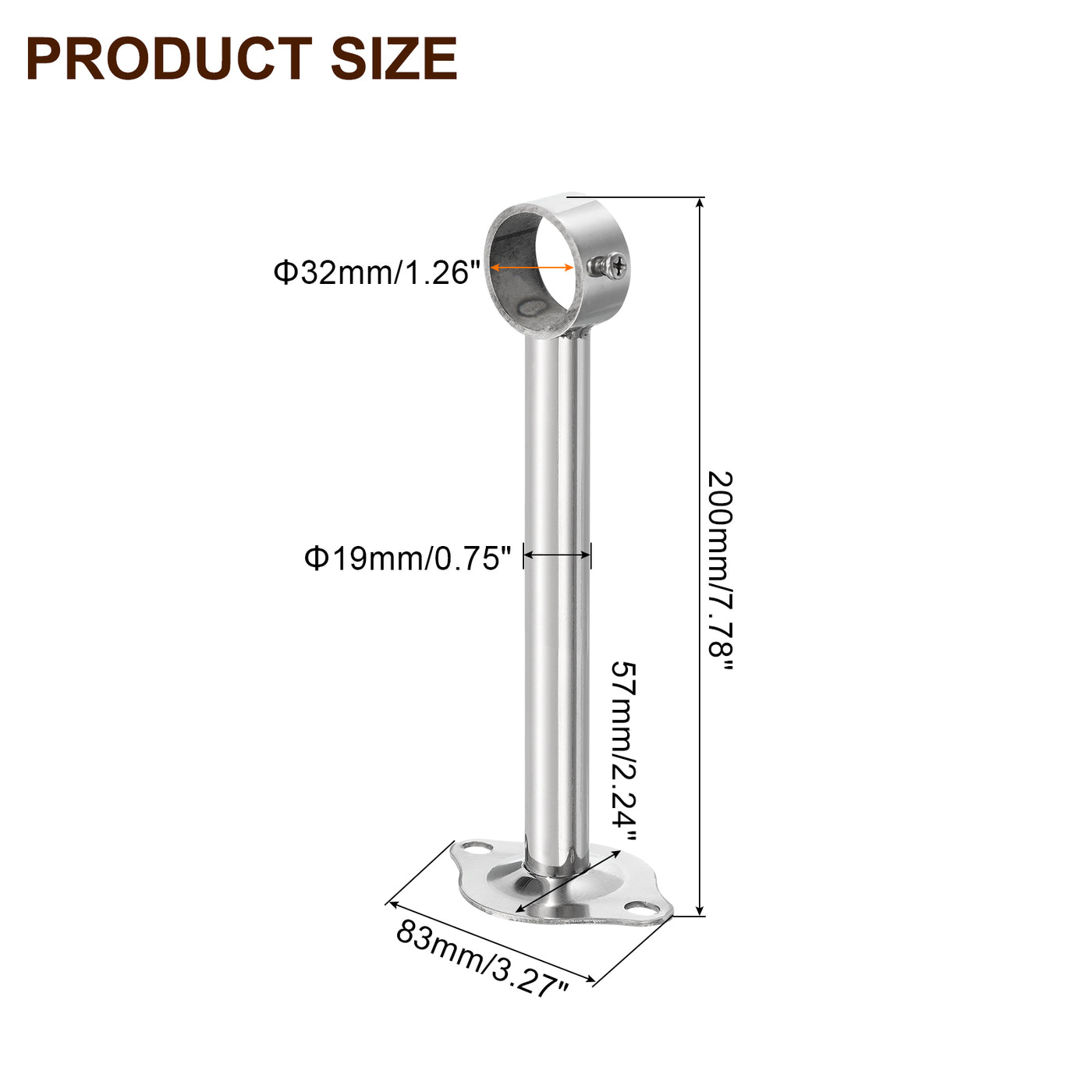 uxcell Uxcell 2 Stück Deckenmontage Gardinenstangenhalter, Passend für 32mm/1,26" Rohrlänge 200mm/7,87" Edelstahl Gardinenstangen Haken Halter für Wände Kleiderschrank Rohr Gardinenrohr, Silber