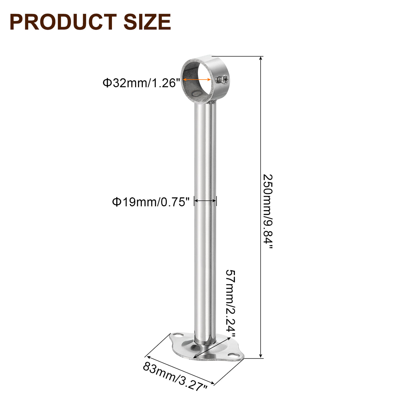 uxcell Uxcell 2 Pcs Ceiling Mount Curtain Rod Bracket, 32x250mm Stainless Steel Rod Holders