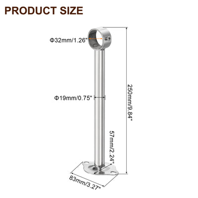 Harfington Uxcell 2 Pcs Ceiling Mount Curtain Rod Bracket, 32x250mm Stainless Steel Rod Holders