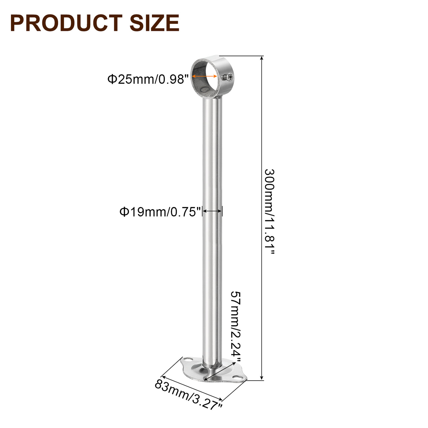 uxcell Uxcell 2 Pcs Ceiling Mount Curtain Rod Bracket, 32x300mm Stainless Steel Rod Holders