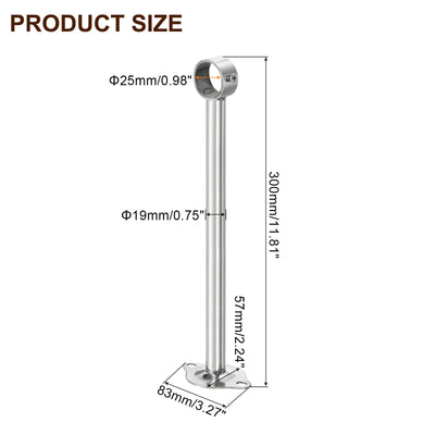 Harfington Uxcell 2 Pcs Ceiling Mount Curtain Rod Bracket, 32x300mm Stainless Steel Rod Holders