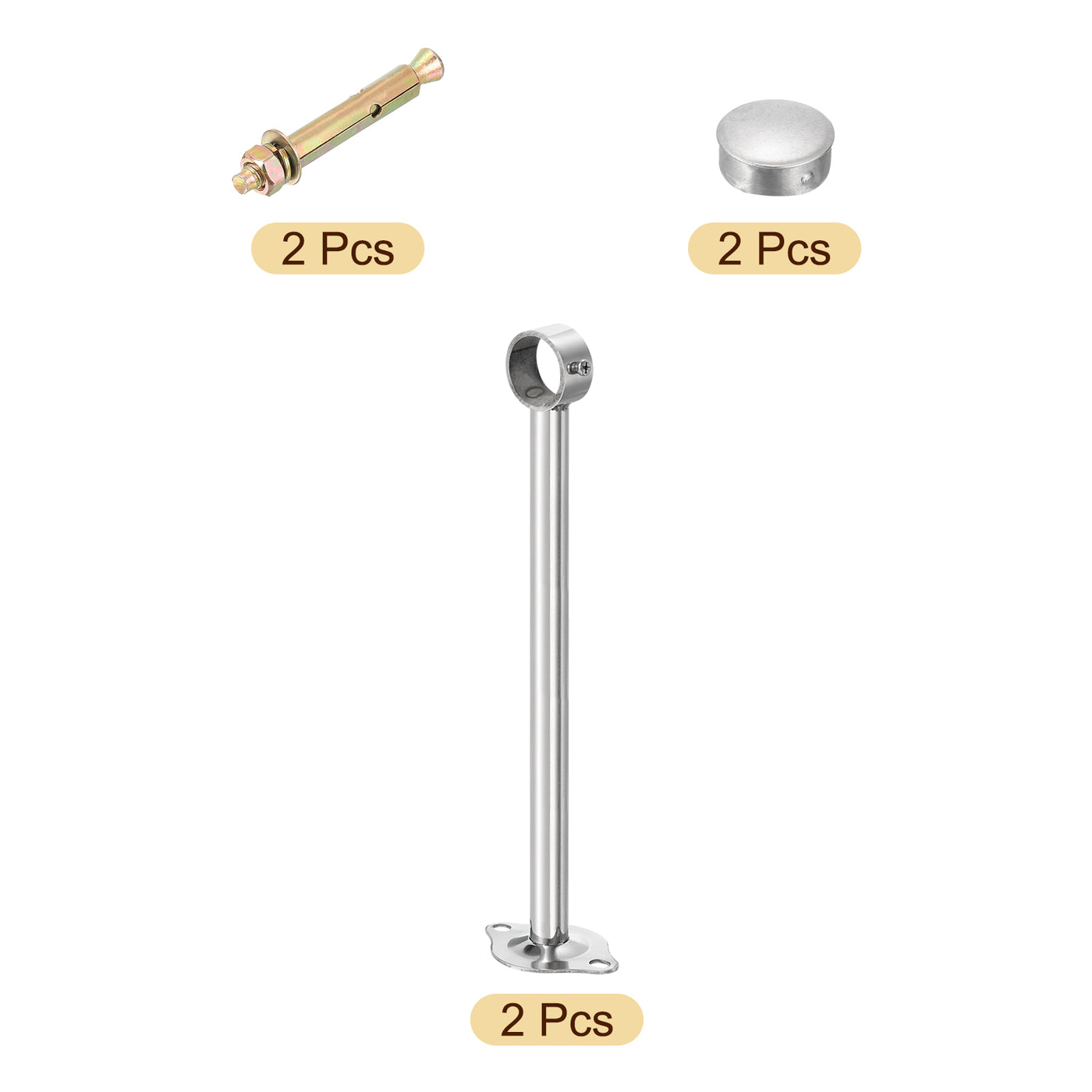 uxcell Uxcell 2 Pcs Ceiling Mount Curtain Rod Bracket, 32x300mm Stainless Steel Rod Holders