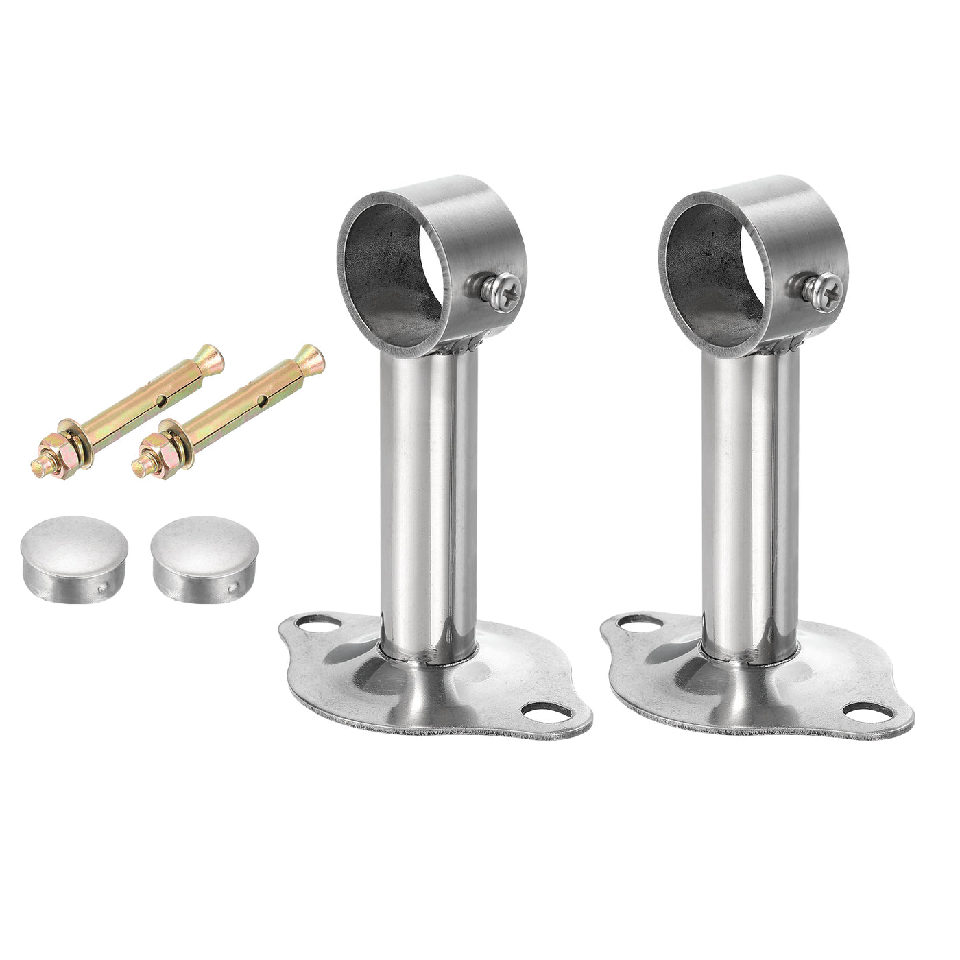 uxcell Uxcell 2 Pcs Ceiling Mount Curtain Rod Bracket, 25x100mm Stainless Steel Rod Holders