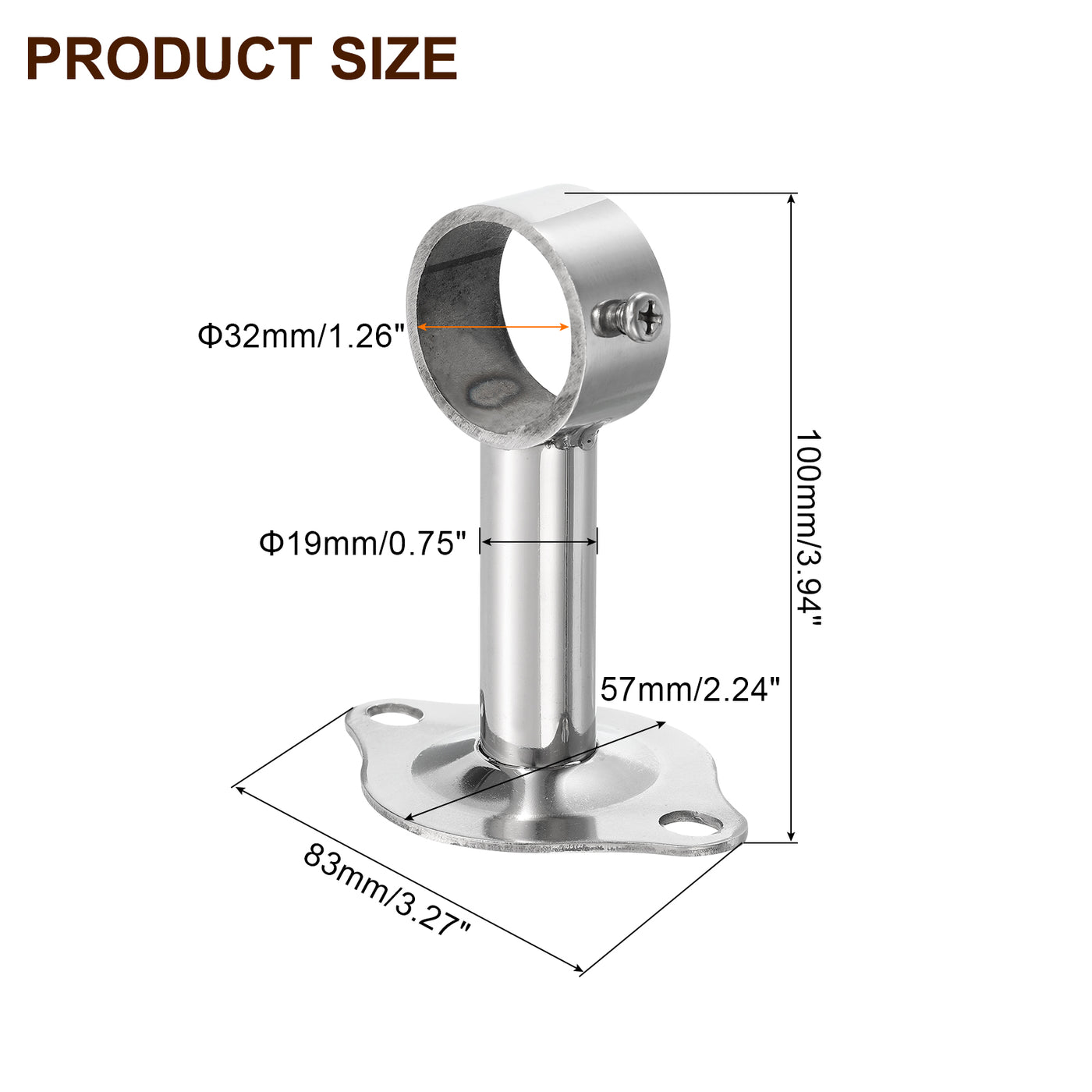 uxcell Uxcell 2 Pcs Ceiling Mount Curtain Rod Bracket, 32x100mm Stainless Steel Rod Holders