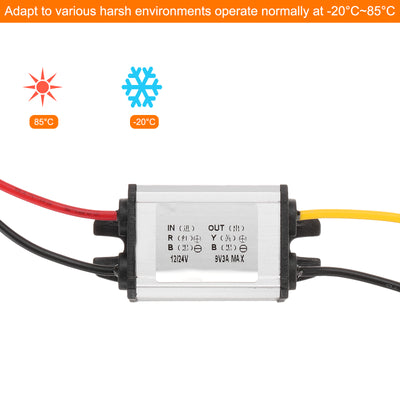 Harfington 2 Stücke DC 12V/24V auf DC 9V Spannungswandler 3A 27W Step-Down-Wandler Spannungsreduzierer IP67 Wasserdichter Transformator Netzteil Modul Netzadapter für Auto LKW Solaranlage