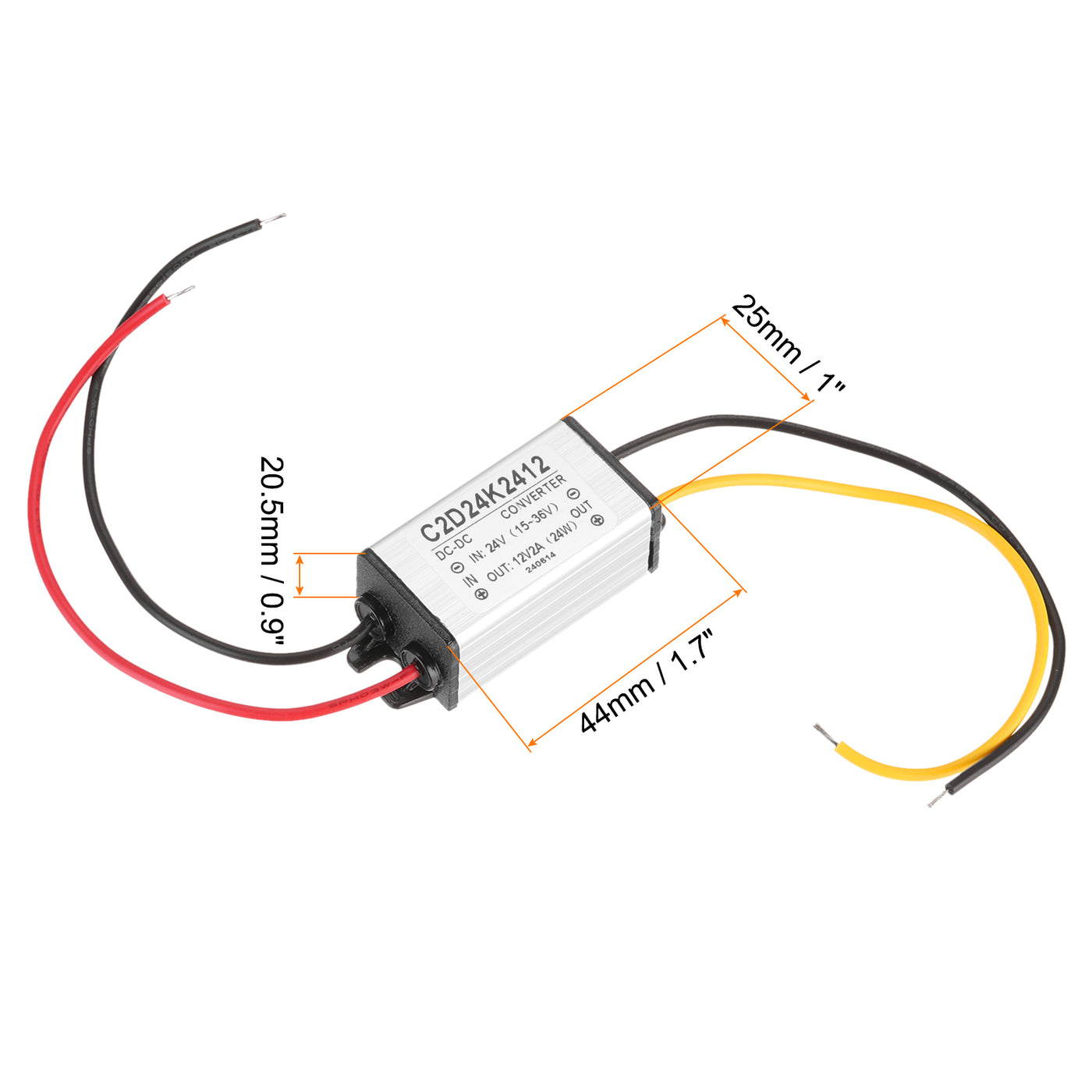 Harfington DC 24V zu DC 12V Spannungswandler 2A 24W Step-Down-Wandler Spannungsreduzierer IP68 Wasserdichter Transformator Netzteilmodul Netzadapter für Auto LKW Solaranlage