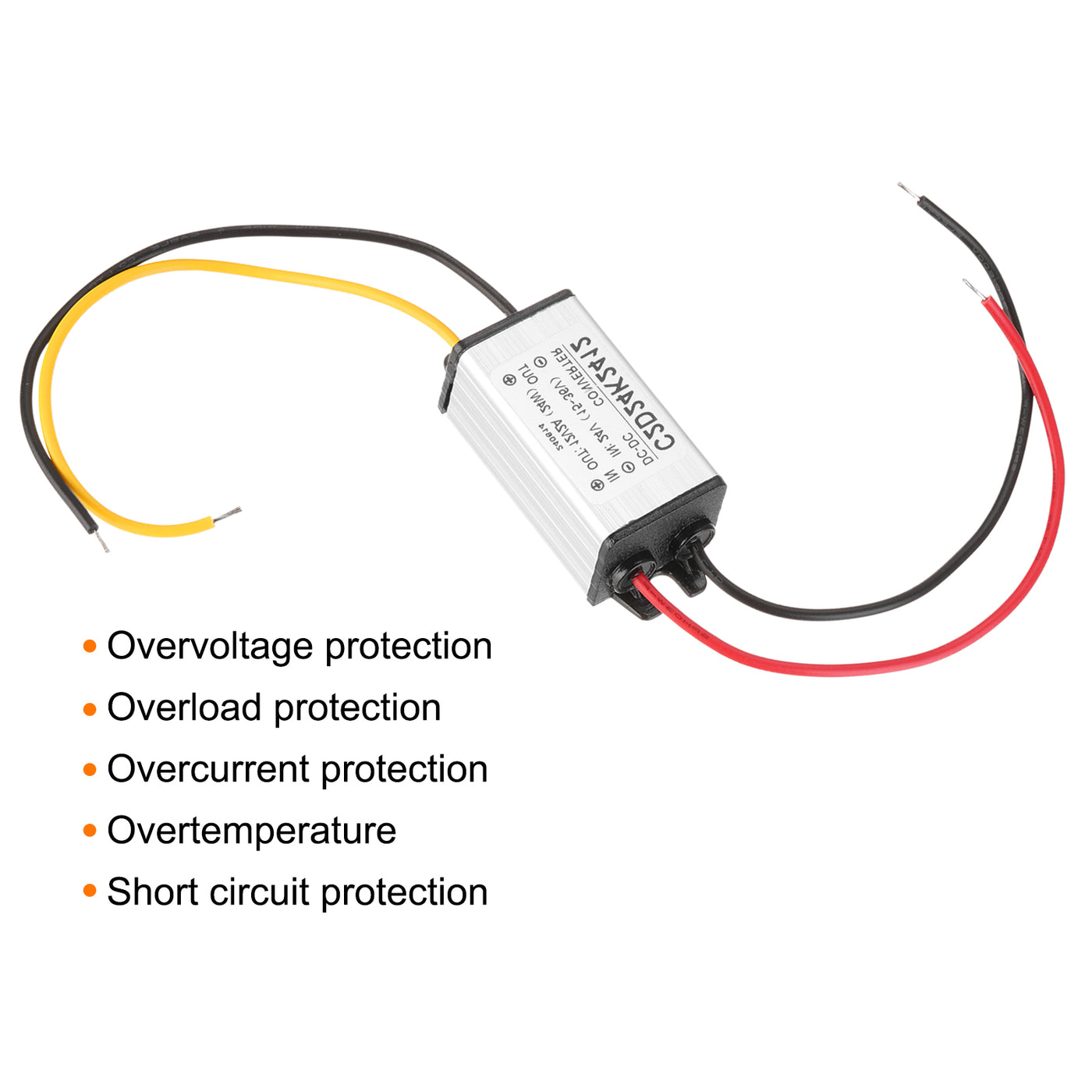 Harfington DC 24V zu DC 12V Spannungswandler 2A 24W Step-Down-Wandler Spannungsreduzierer IP68 Wasserdichter Transformator Netzteilmodul Netzadapter für Auto LKW Solaranlage