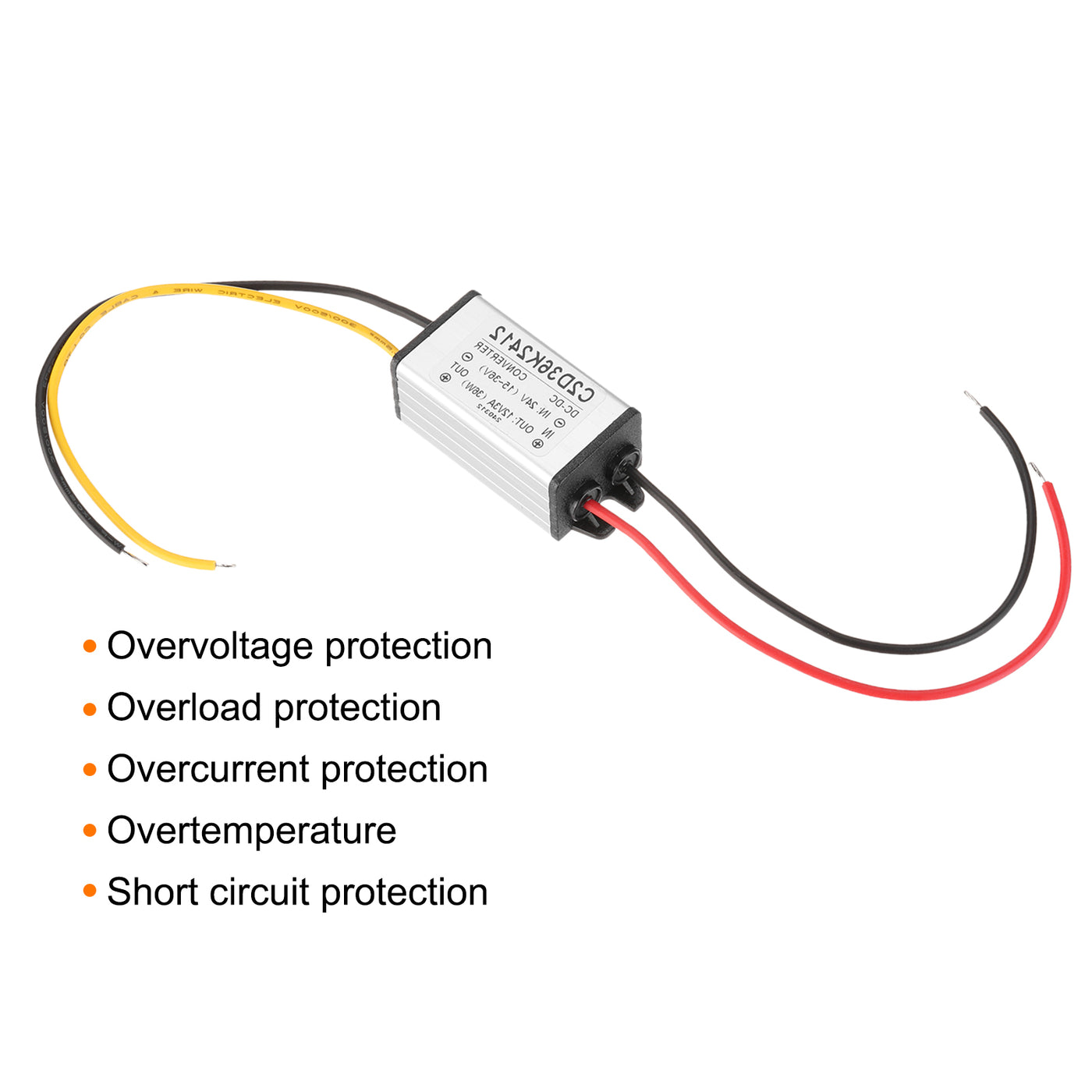 Harfington DC 24V zu DC 12V Spannungswandler 3A 36W Step-Down-Wandler Spannungsreduzierer IP68 Wasserdichter Transformator Netzteilmodul Netzadapter für Auto LKW Solaranlage