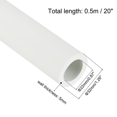 Harfington Rohrisolierung Schaumstoff 22mm ID 32mm OD 0,5m Lang Rutschfest Schaumstoffschlauch für Griffunterstützung Überzug Fahrradgriffe Rohrdämmung Lenkergriffe Heizung, Weiß