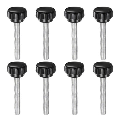 uxcell Uxcell 8pcs Knurled Clamping Knobs M8 x 55mm Zinc Plated Carbon Steel Thread 30mm Head