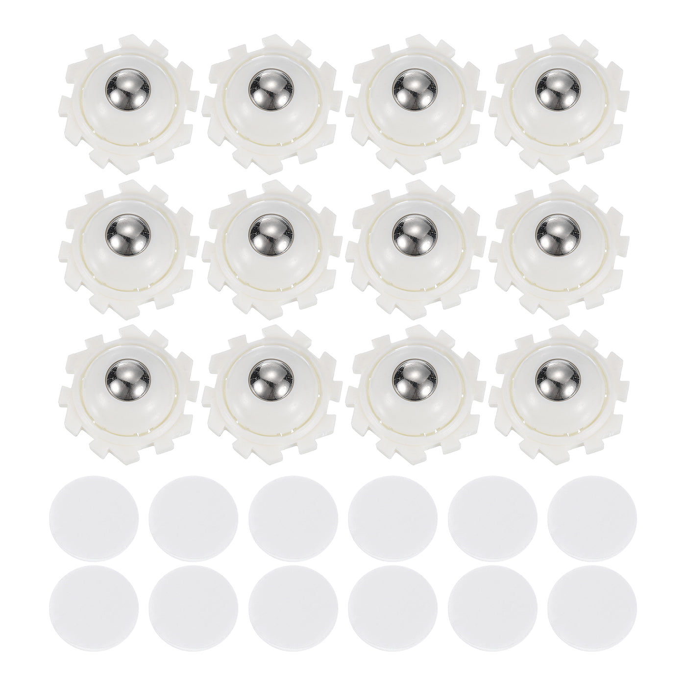 uxcell Uxcell 12Pcs Mini Self Adhesive Caster Wheels, 1.02" x 0.47" - Steel Beads (White)