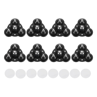 Harfington Uxcell 8 Stück Mini Selbstklebende Lenkrollen, 2,48" x 2,48" 360° Drehbare Schwenkrollen Kleine Rollen für Kleine Geräte Aufbewahrungsbox Mülleimer - Stahlkugeln (Schwarz)