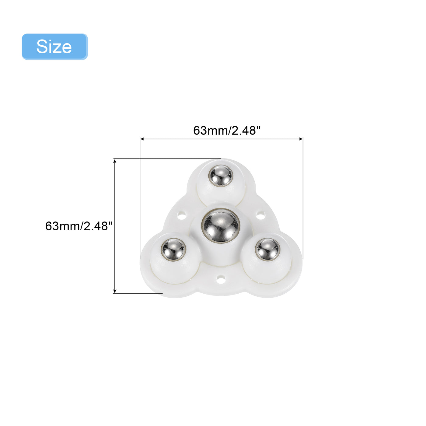 uxcell Uxcell 8Pcs Mini Self Adhesive Caster Wheels, 2.48" x 2.48" - Steel Beads (White)