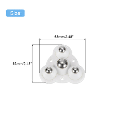 Harfington Uxcell 8Pcs Mini Self Adhesive Caster Wheels, 2.48" x 2.48" - Steel Beads (White)