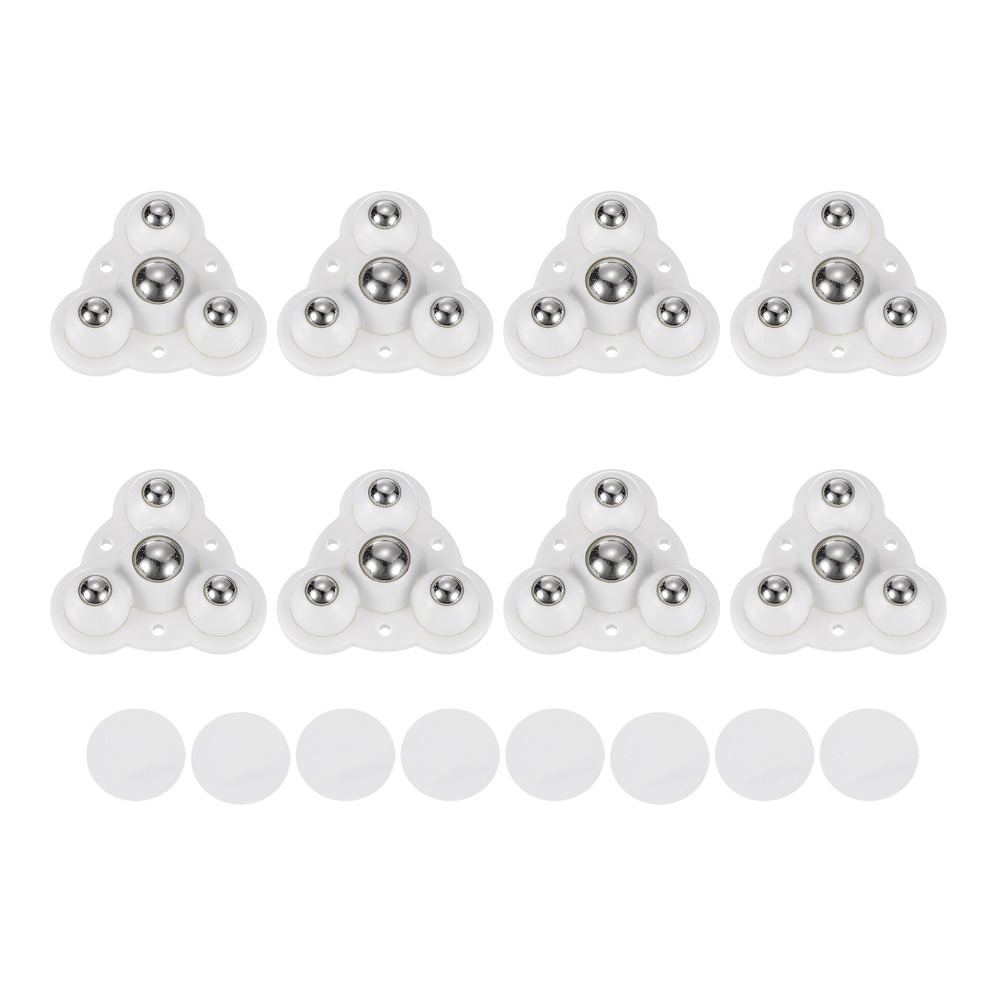 uxcell Uxcell 8Pcs Mini Self Adhesive Caster Wheels, 2.48" x 2.48" - Steel Beads (White)