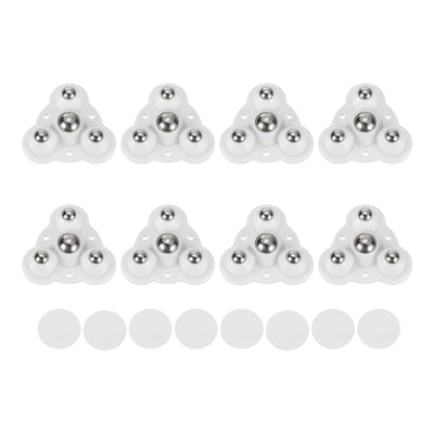 Harfington Uxcell 8Pcs Mini Self Adhesive Caster Wheels, 2.48" x 2.48" - Steel Beads (White)