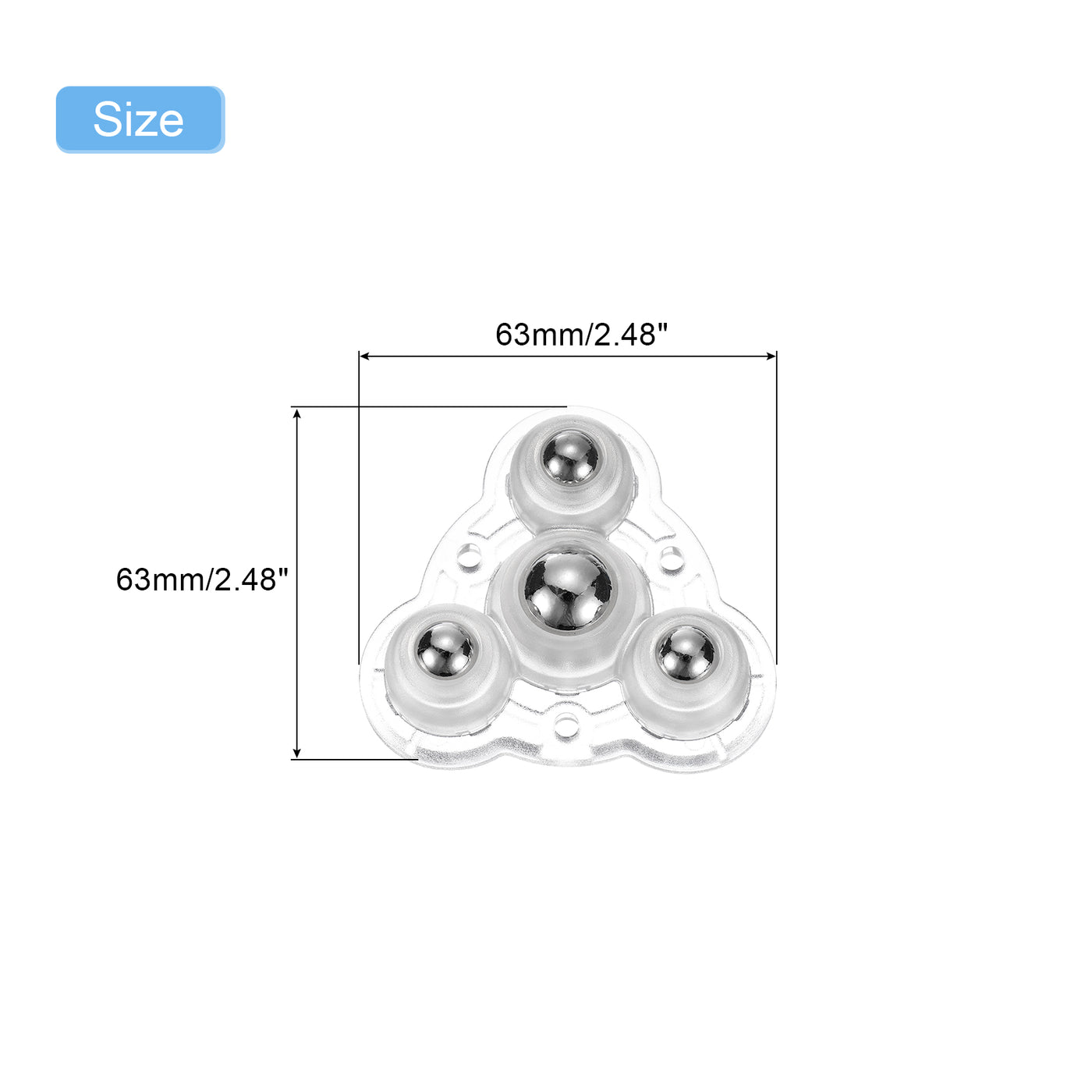 uxcell Uxcell 8Pcs Mini Self Adhesive Caster Wheels, 2.48" x 2.48" - Steel Beads (Clear)