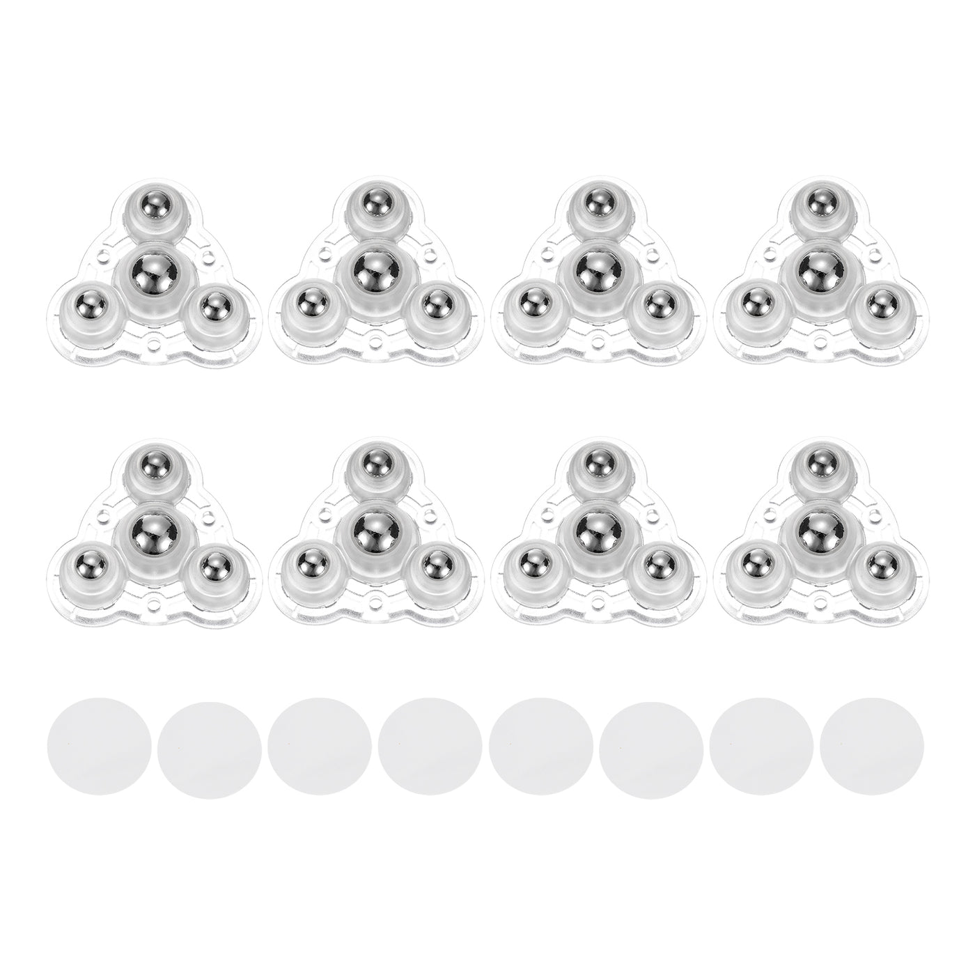 uxcell Uxcell 8Pcs Mini Self Adhesive Caster Wheels, 2.48" x 2.48" - Steel Beads (Clear)