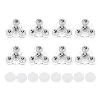 Harfington Uxcell 8Pcs Mini Self Adhesive Caster Wheels, 2.48" x 2.48" - Steel Beads (Clear)