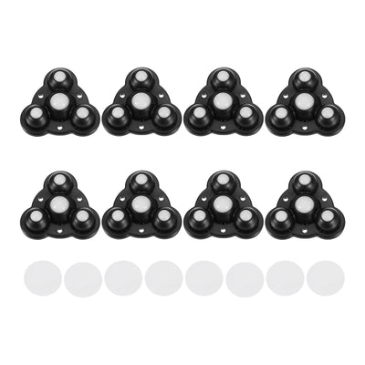 Harfington Uxcell 8Pcs Mini Self Adhesive Caster Wheels, 2.48" x 2.48" - Nylon Beads (Black)