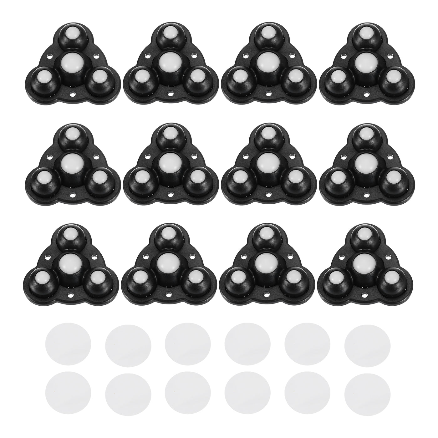 uxcell Uxcell 12Pcs Mini Self Adhesive Caster Wheels, 2.48" x 2.48" - Nylon Beads (Black)