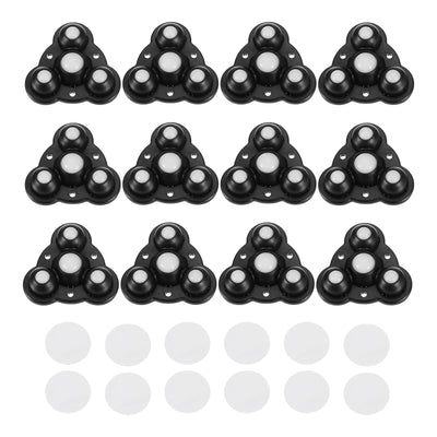 Harfington Uxcell 12Pcs Mini Self Adhesive Caster Wheels, 2.48" x 2.48" - Nylon Beads (Black)