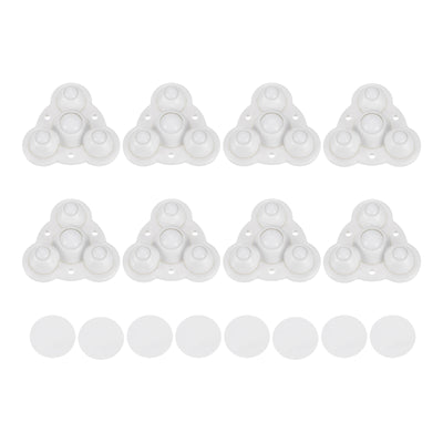 Harfington Uxcell 8Pcs Mini Self Adhesive Caster Wheels, 2.48" x 2.48" - Nylon Beads (White)