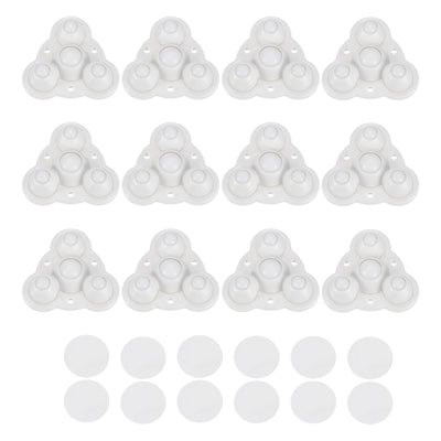 Harfington Uxcell 12Pcs Mini Self Adhesive Caster Wheels, 2.48" x 2.48" - Nylon Beads (White)