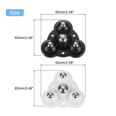 Harfington Uxcell 8Pcs Mini Self Adhesive Caster Wheels, 2.48" x 2.48" - Nylon Beads (Black+White)