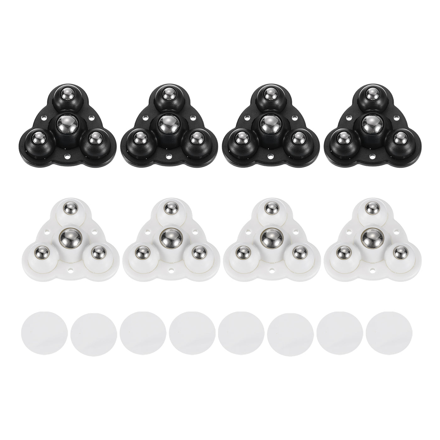 uxcell Uxcell 8Pcs Mini Self Adhesive Caster Wheels, 2.48" x 2.48" - Nylon Beads (Black+White)