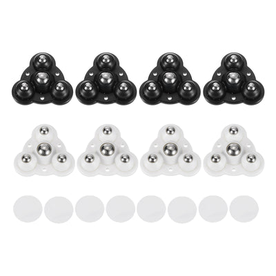 Harfington Uxcell 8Pcs Mini Self Adhesive Caster Wheels, 2.48" x 2.48" - Nylon Beads (Black+White)