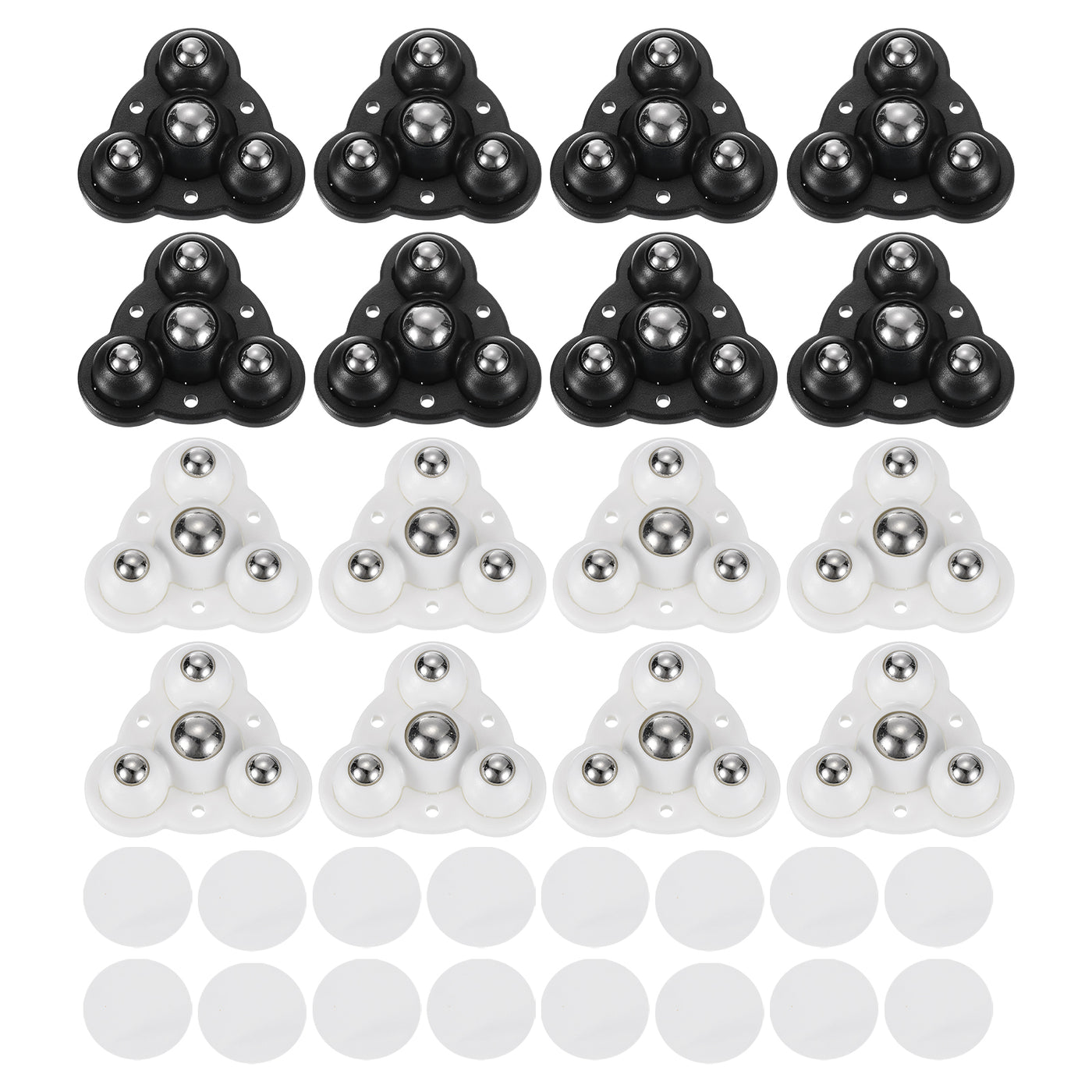 uxcell Uxcell 16Pcs Mini Self Adhesive Caster Wheels, 2.48" x 2.48" - Nylon Bead (Black+White)