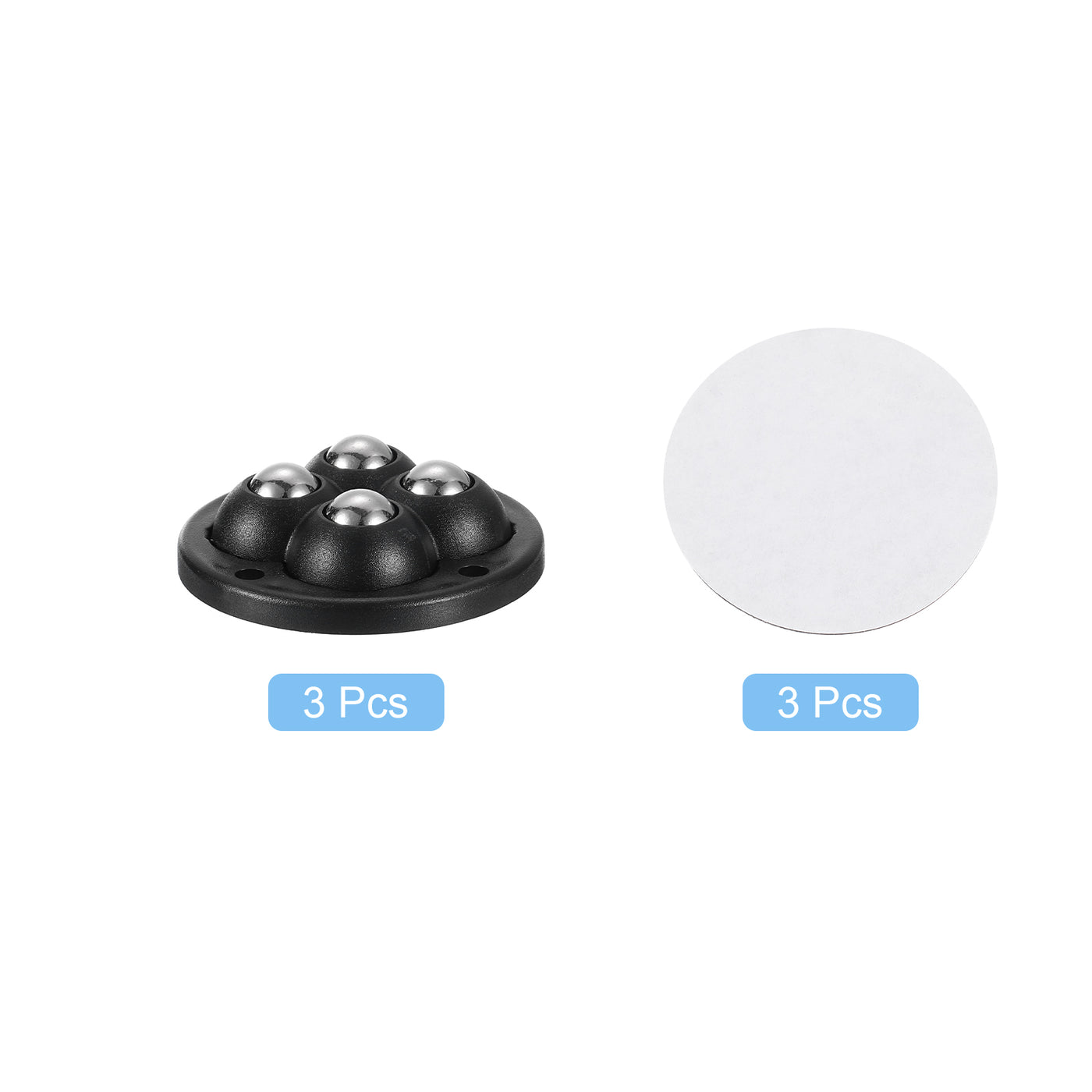 uxcell Uxcell 3Pcs Mini Self Adhesive Caster Wheels, 1.85" x 0.55" - Steel Beads (Black)