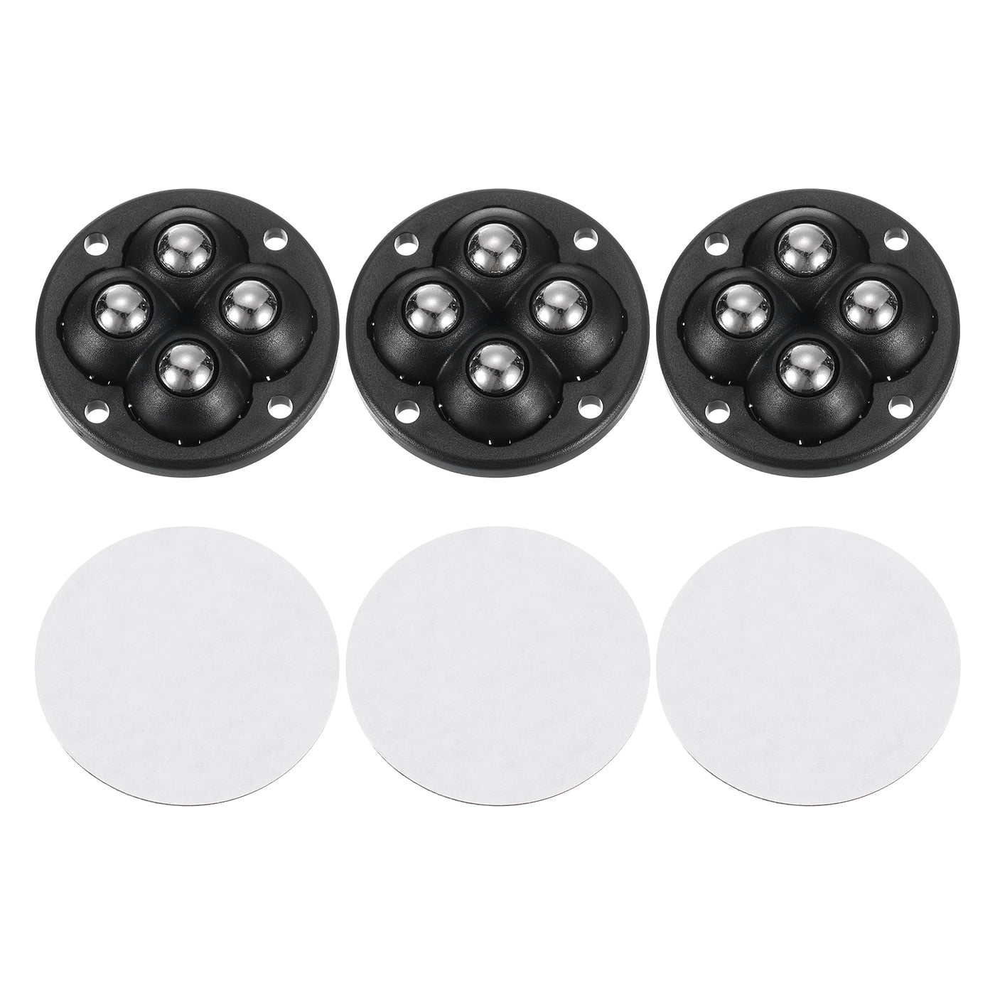 uxcell Uxcell 3Pcs Mini Self Adhesive Caster Wheels, 1.85" x 0.55" - Steel Beads (Black)