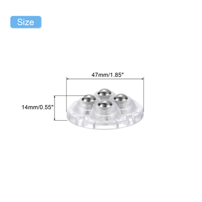 Harfington Uxcell 12Pcs Mini Self Adhesive Caster Wheels, 1.85" x 0.55" - Steel Beads (Clear)