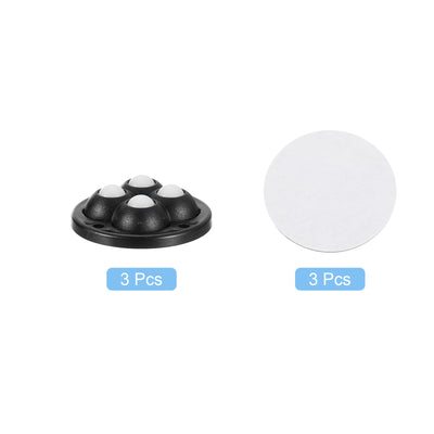 Harfington Uxcell 3Pcs Mini Self Adhesive Caster Wheels, 1.85" x 0.55" - Nylon Beads (Black)