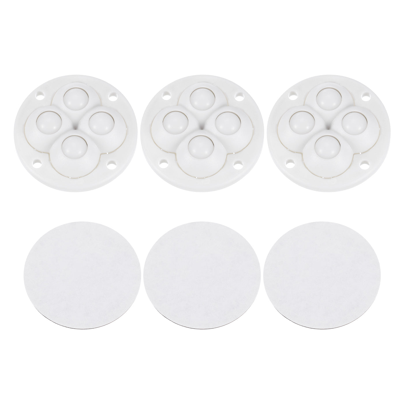 uxcell Uxcell 3Pcs Mini Self Adhesive Caster Wheels, 1.85" x 0.55" - Nylon Beads (White)