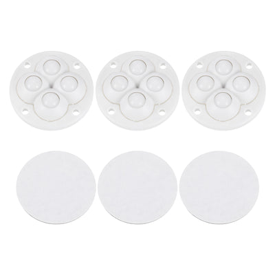 Harfington Uxcell 3Pcs Mini Self Adhesive Caster Wheels, 1.85" x 0.55" - Nylon Beads (White)