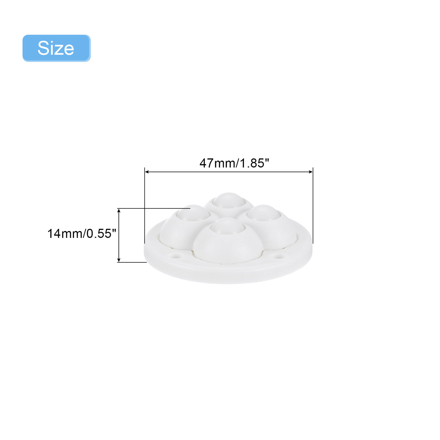 uxcell Uxcell 12 Stück Mini Selbstklebende Lenkrollen, 1,85" x 0,55" 360° Drehbare Schwenkrollen Kleine Rollen für Kleine Geräte Aufbewahrungsbox Mülleimer - Nylonkugeln (Weiß)