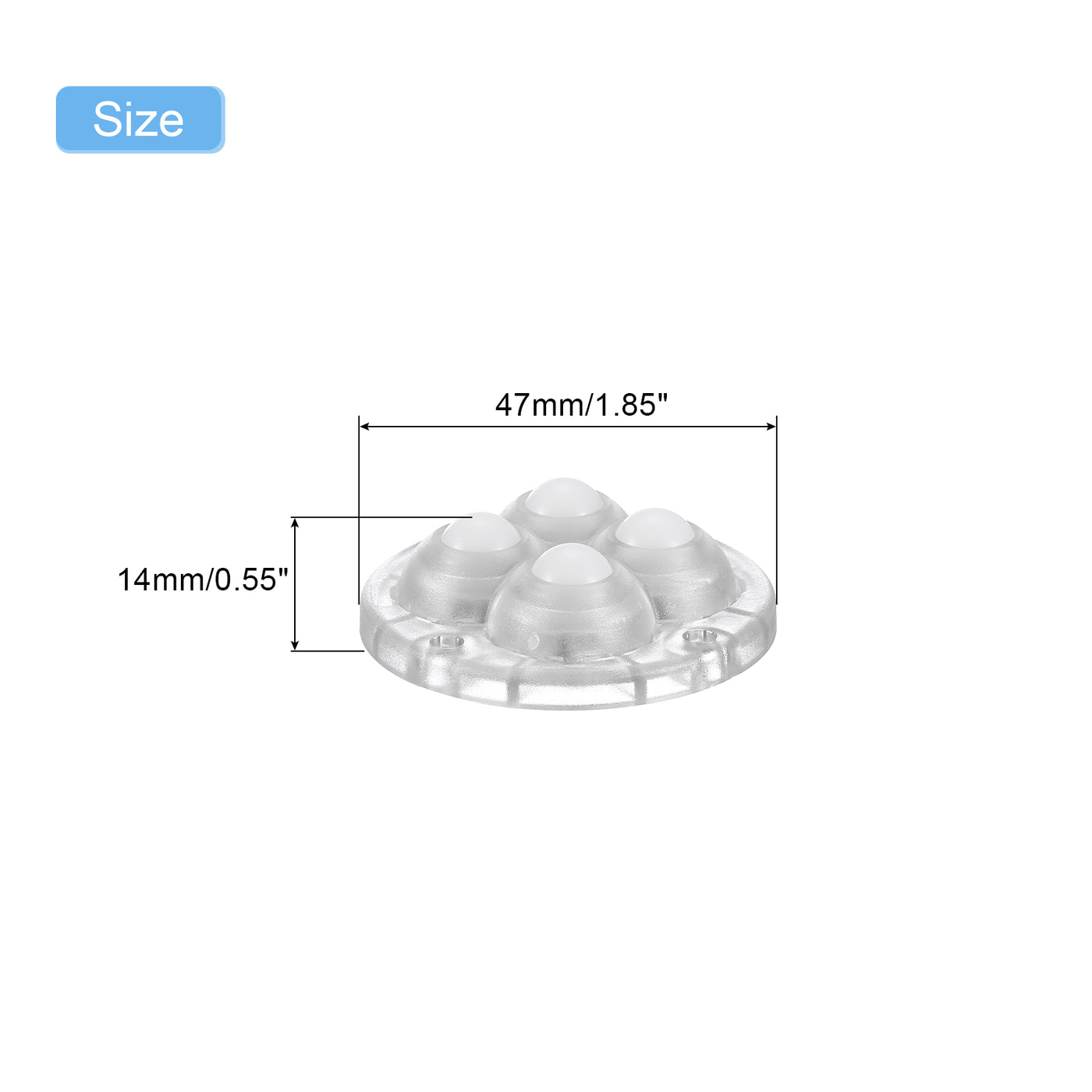 uxcell Uxcell 3Pcs Mini Self Adhesive Caster Wheels, 1.85" x 0.55" - Nylon Beads (Clear)