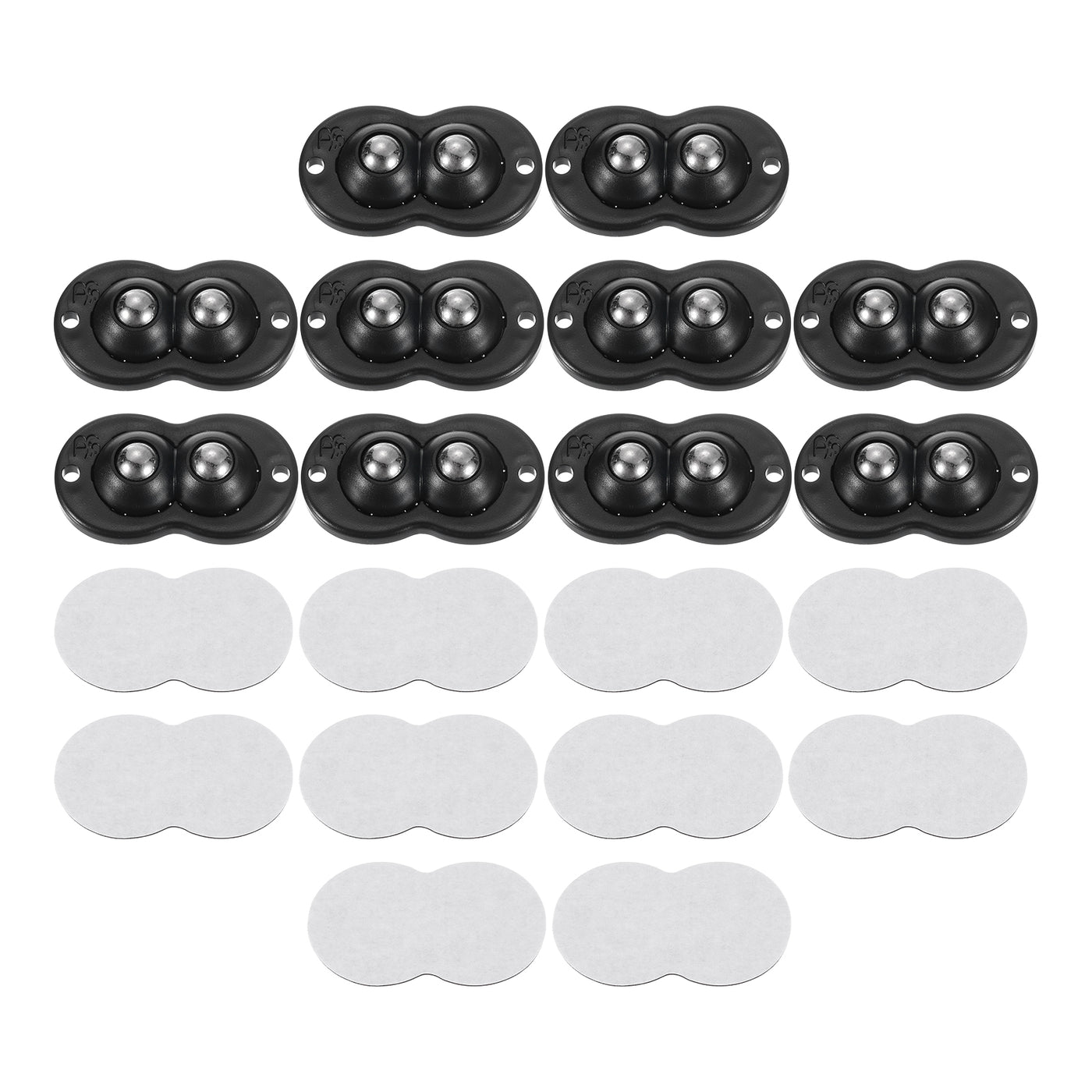 uxcell Uxcell 20Pcs Mini Self Adhesive Caster Wheels, 2.05" x 1.14" - Steel Beads (Black)