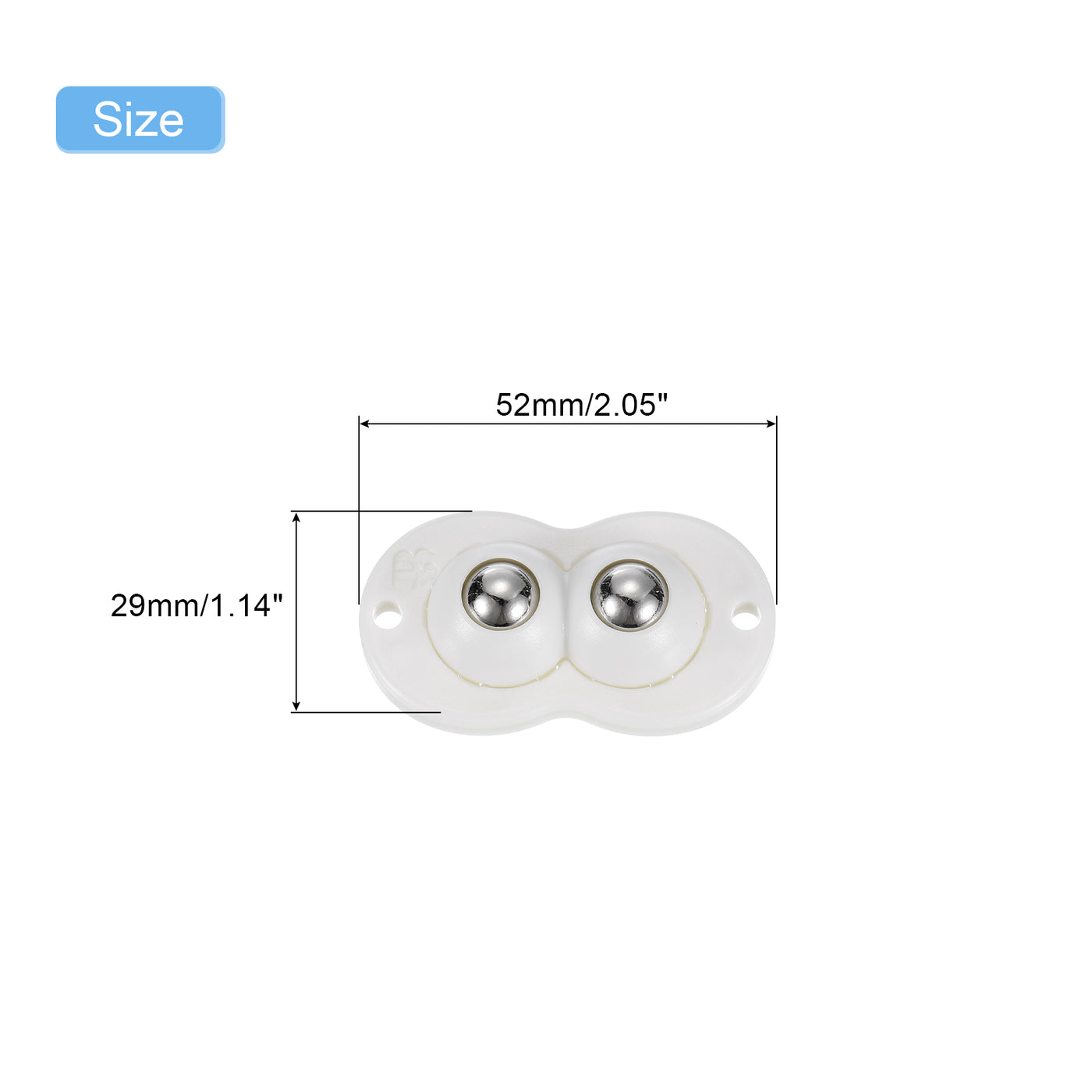 uxcell Uxcell 20 Stück Mini Selbstklebende Lenkrollen, 52x29mm, 360° Drehbare Schwenkrollen Kleine Rollen für Kleine Geräte Aufbewahrungsbox Mülltonne - Stahlkugeln (Weiß)