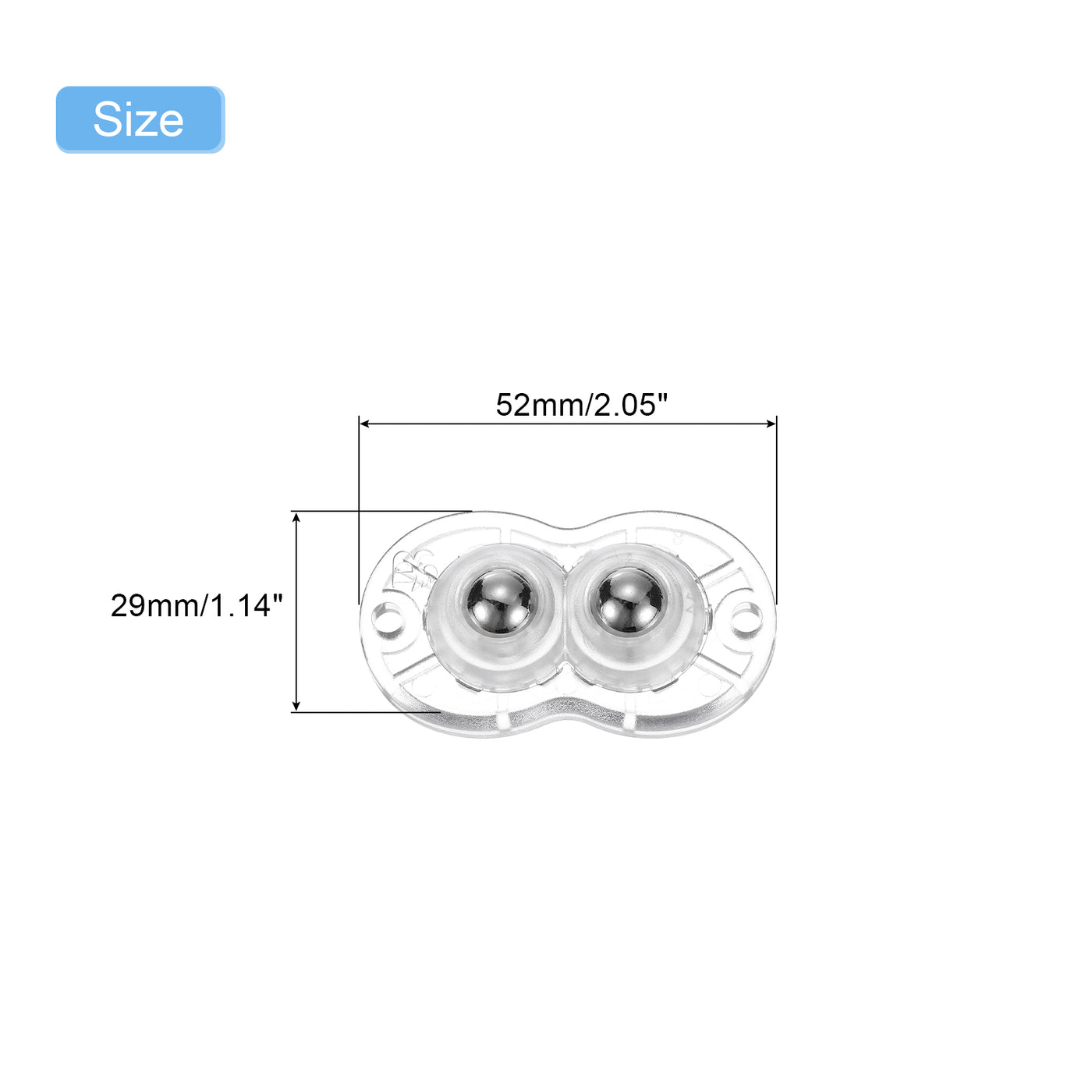 uxcell Uxcell 10Pcs Mini Self Adhesive Caster Wheels, 2.05" x 1.14" - Steel Beads (Clear)