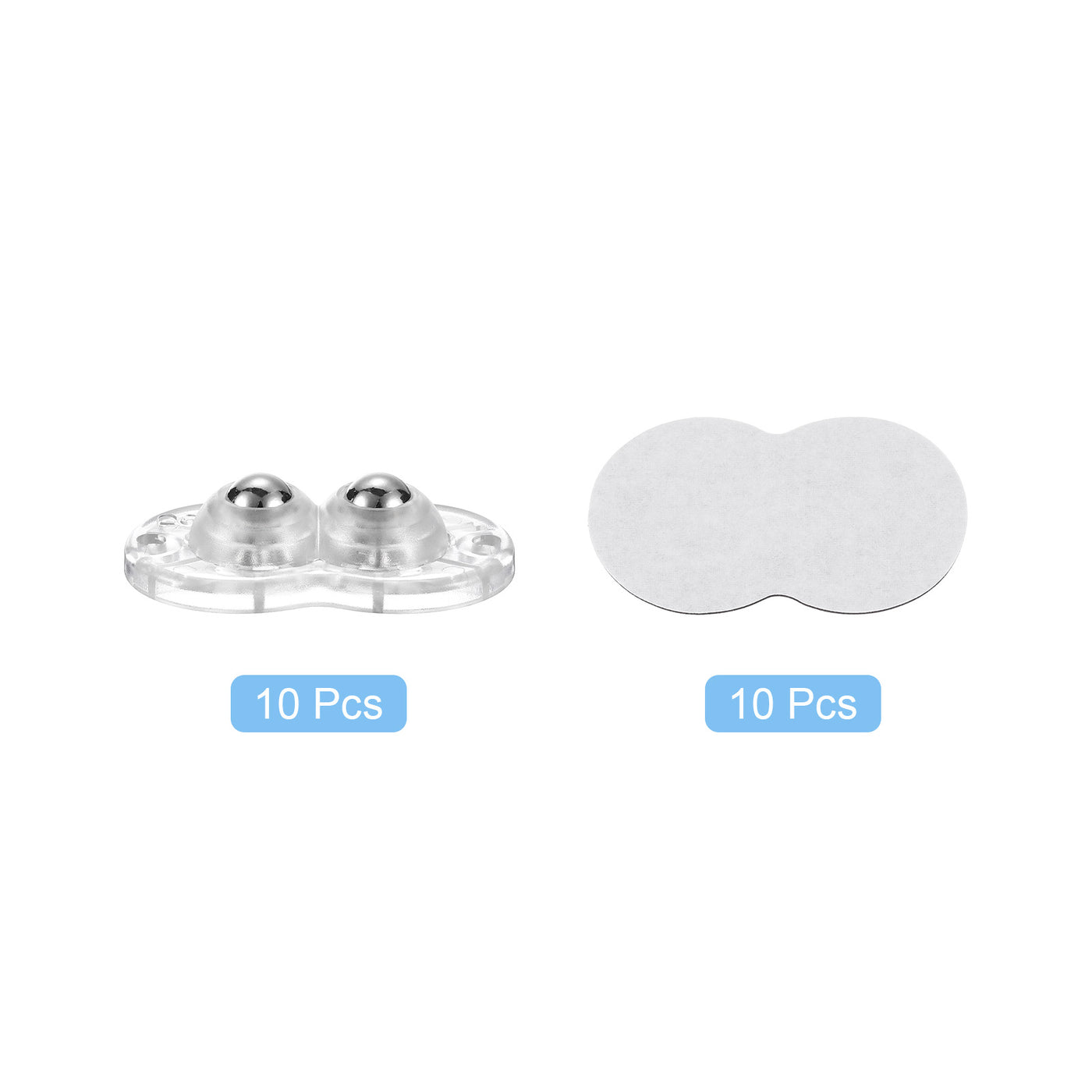 uxcell Uxcell 10Pcs Mini Self Adhesive Caster Wheels, 2.05" x 1.14" - Steel Beads (Clear)