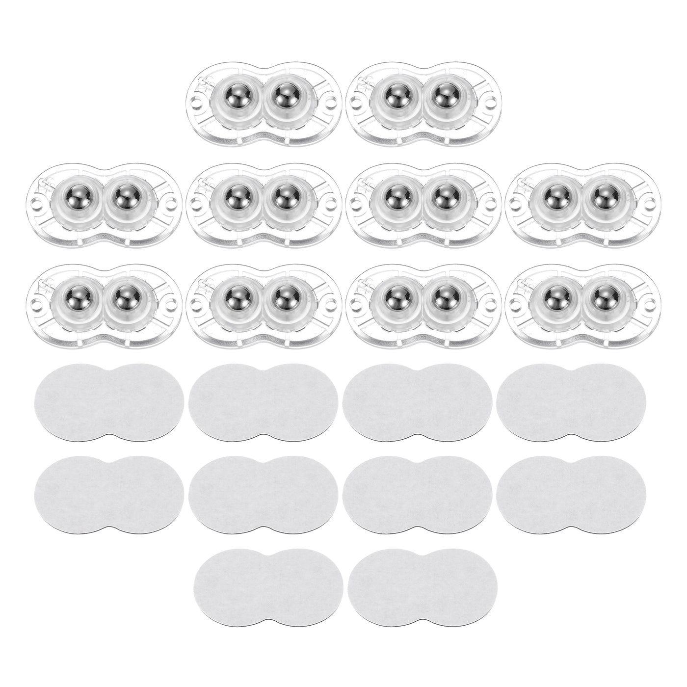 uxcell Uxcell 10Pcs Mini Self Adhesive Caster Wheels, 2.05" x 1.14" - Steel Beads (Clear)