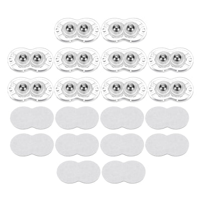 Harfington Uxcell 10Pcs Mini Self Adhesive Caster Wheels, 2.05" x 1.14" - Steel Beads (Clear)