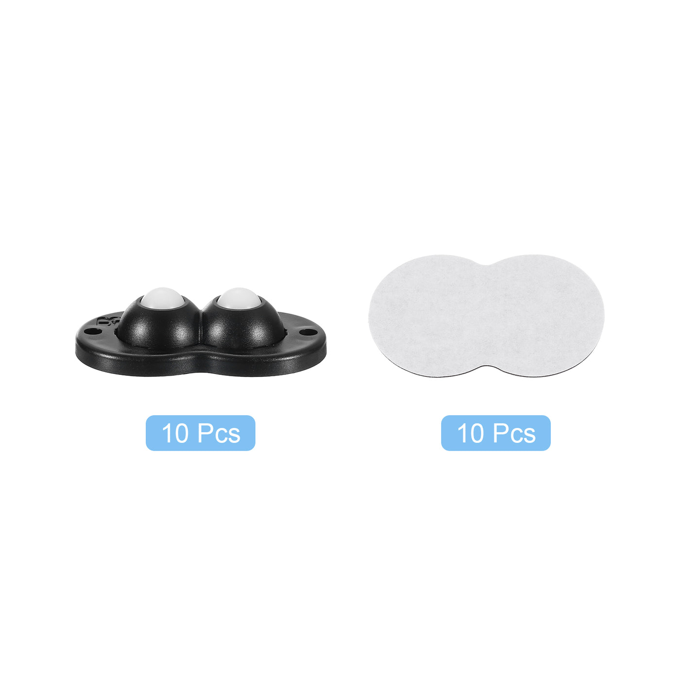 uxcell Uxcell 10Pcs Mini Self Adhesive Caster Wheels, 2.05" x 1.14" - Nylon Beads (Black)