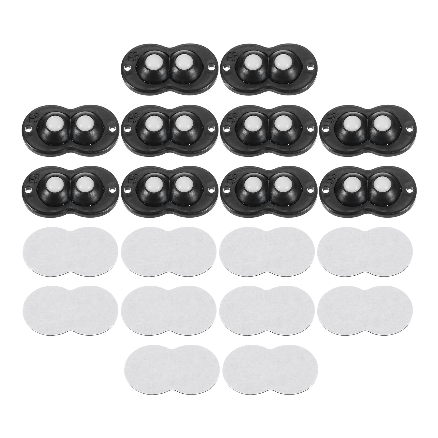 uxcell Uxcell 10Pcs Mini Self Adhesive Caster Wheels, 2.05" x 1.14" - Nylon Beads (Black)